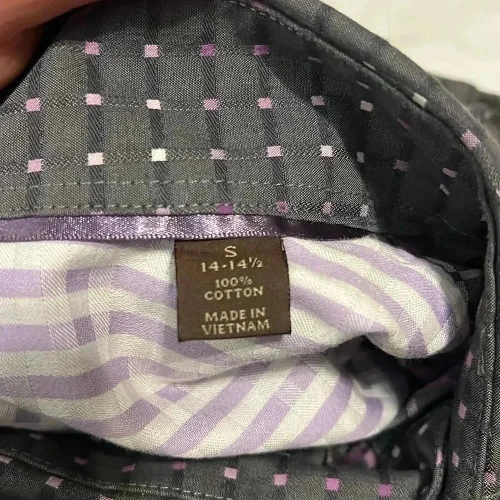 Tasso Elba, Mans shirt,played gray long sleeve casual Size S, 14- 14 1/2 - Picture 8 of 10